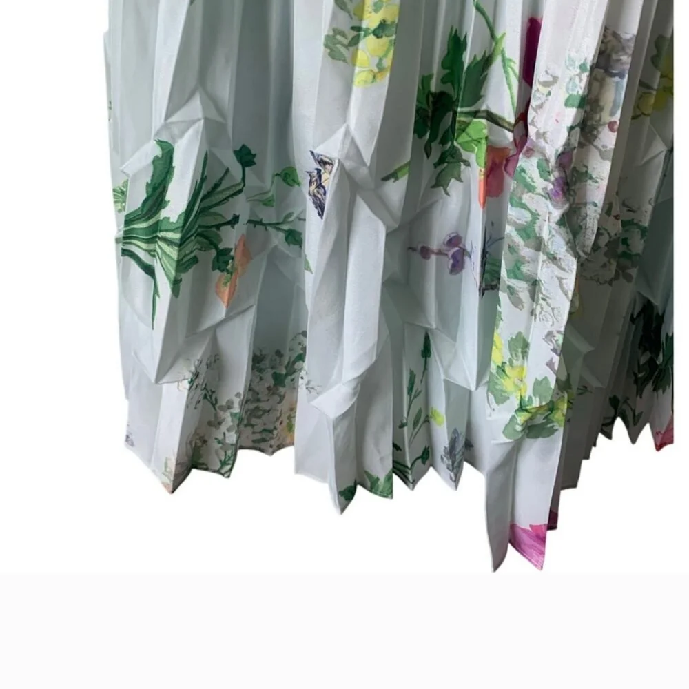 TED BAKER 💚 Floral Pleated Sleeveless Dress US s 6 - Picture 5 of 13